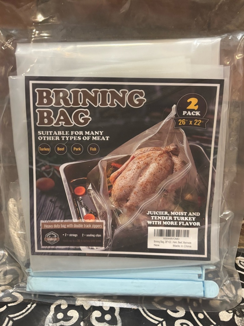 Brining Bag 2-Pack Clear 26" x 22"